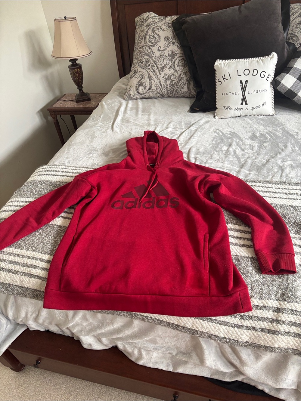 adidas Red Zip-Up Hoodie with Black Logo